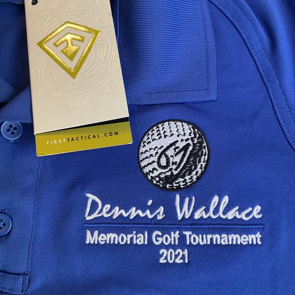 First Tactical Men Polo Shirt Size S Blue Stretch Dennis Wallace Golf 2021 NWT - Picture 5 of 7